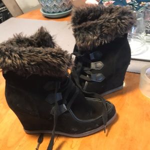 Merona wedge tie up booties